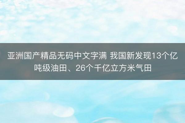 亚洲国产精品无码中文字满 我国新发现13个亿吨级油田、26个千亿立方米气田