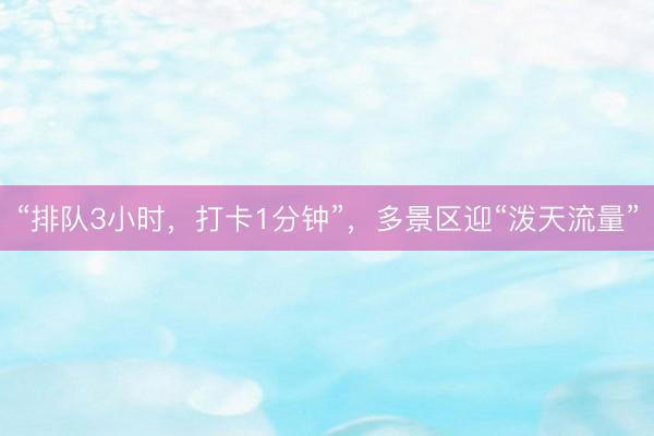 “排队3小时，打卡1分钟”，多景区迎“泼天流量”