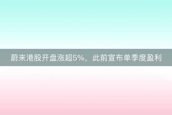 蔚来港股开盘涨超5%，此前宣布单季度盈利