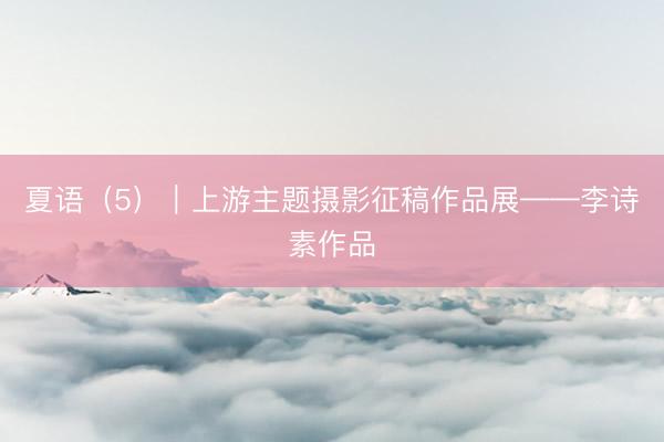 夏语（5）｜上游主题摄影征稿作品展——李诗素作品