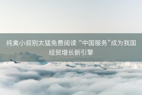纯禽小叔别太猛免费阅读 “中国服务”成为我国经贸增长新引擎