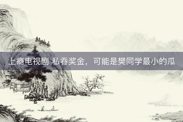 上瘾电视剧 私吞奖金，可能是樊同学最小的瓜