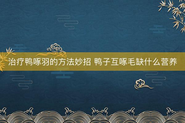治疗鸭啄羽的方法妙招 鸭子互啄毛缺什么营养