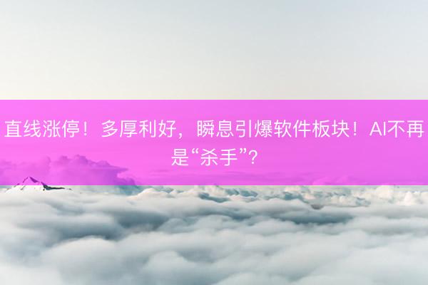直线涨停！多厚利好，瞬息引爆软件板块！AI不再是“杀手”？