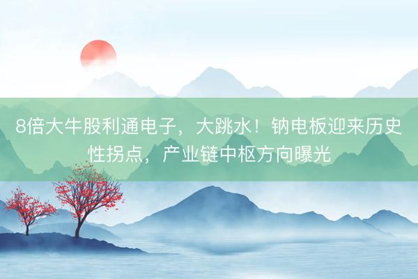 8倍大牛股利通电子，大跳水！钠电板迎来历史性拐点，产业链中枢方向曝光