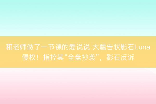 和老师做了一节课的爱说说 大疆告状影石Luna侵权！指控其“全盘抄袭”，影石反诉