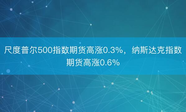 尺度普尔500指数期货高涨0.3%，纳斯达克指数期货高涨0.6%