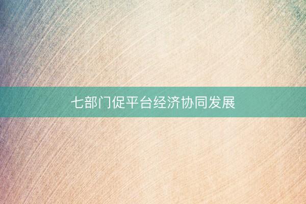 七部门促平台经济协同发展